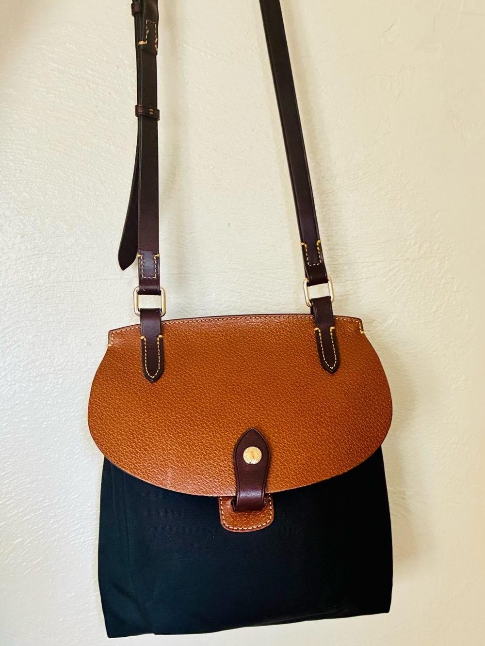 Dooney & Bourke Brown Leather Flap Crossbody with Black Body - Picture 11 of 11